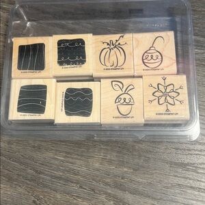Stamping' Up! Little Layers II 2003 Set of 8 Wooden Block Rubber Craft Stamps